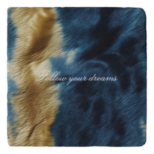 Blue Gold Cowhide Trivet