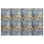 Blue Gold Cream Dahlia Floral Pattern Fabric