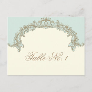 Blue Gold Cream Vintage Frame Table Number