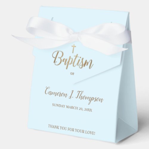 Blue gold cross Baby Baptism Thank you Custom Favor Boxes