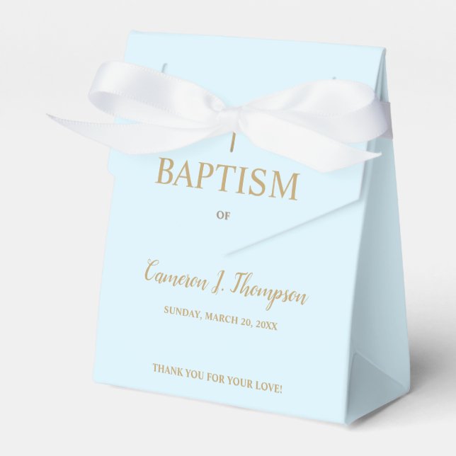 Blue gold cross Baptism Thank you Custom Favor Boxes (Front Side)