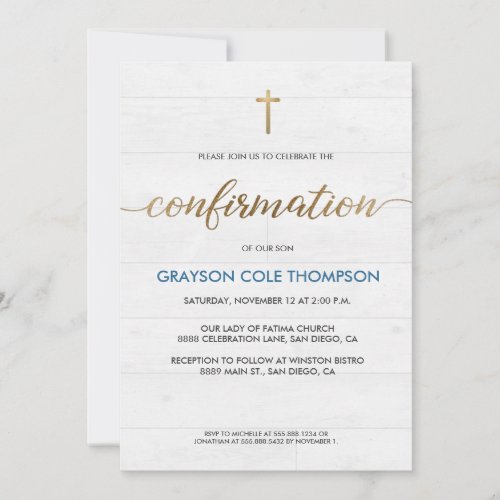 Blue Gold cross Customizable Boy Confirmation 