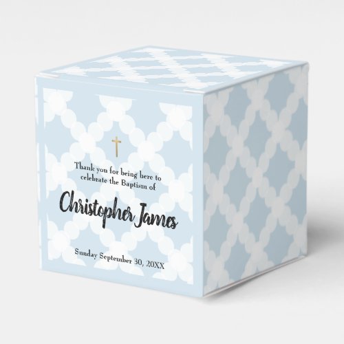 Blue Gold Cross Personalized Baby Boy baptism Favor Boxes