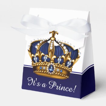Blue Gold Crown Little Prince Boy Baby Shower Favor Boxes by BabyCentral at Zazzle