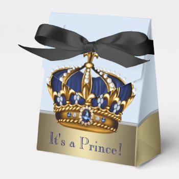 Blue Gold Crown Little Prince Boy Baby Shower Favor Boxes by BabyCentral at Zazzle