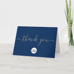Blue gold Custom Customer Appreciation Letterpress Thank You Card