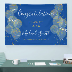 Blue & Gold Custom Party Personalized Graduation Banner