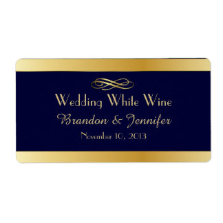 Blue & Gold Custom Wedding Mini Wine Labels