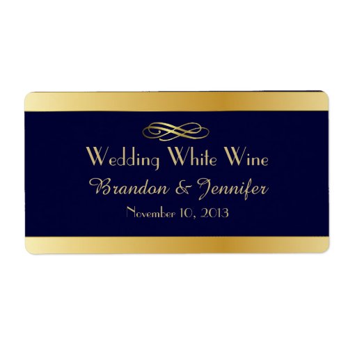 Blue  Gold Custom Wedding Mini Wine Labels