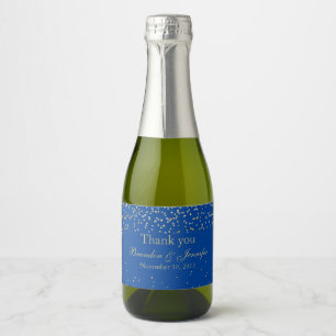 Blue & Gold Custom Wedding Sparkling Wine Label