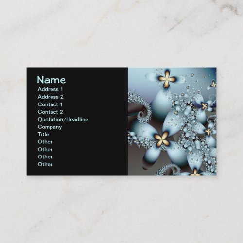 Blue Gold Cute Abstract Floral Business Cards