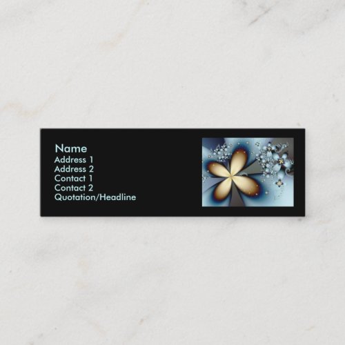 Blue Gold Cute Abstract Floral Mini Business Card