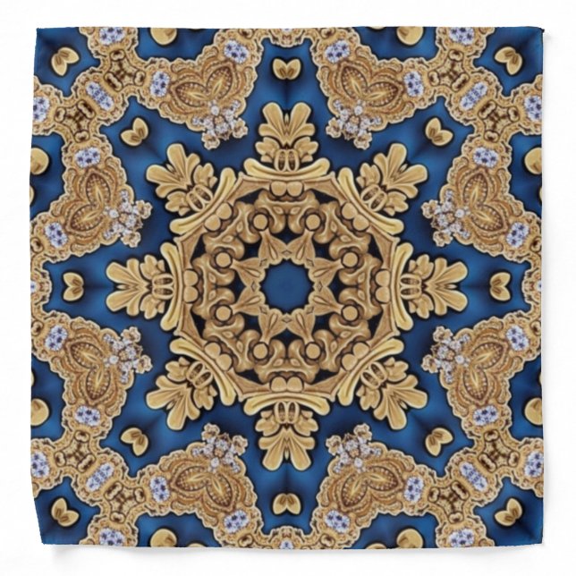 Blue Gold Decorative Bandana (Front)