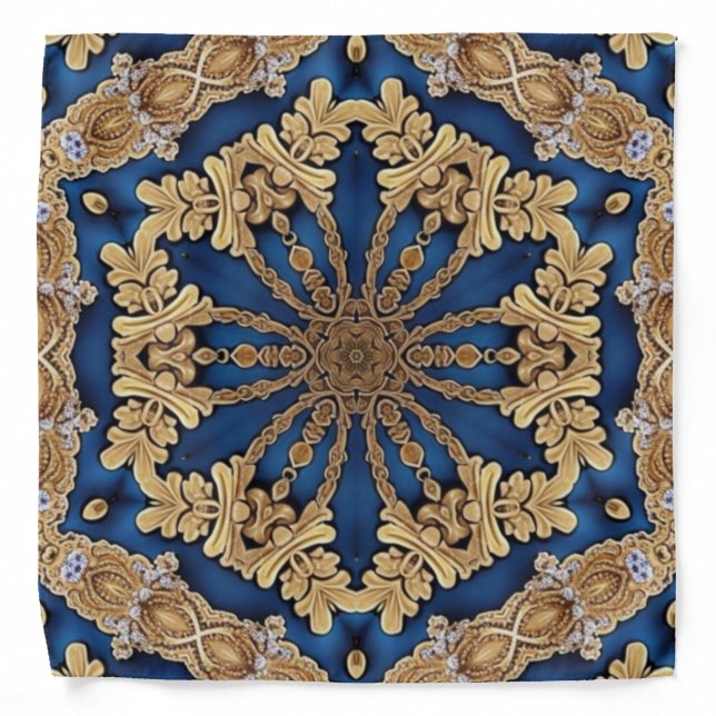 Blue Gold Decorative Bandana (Front)