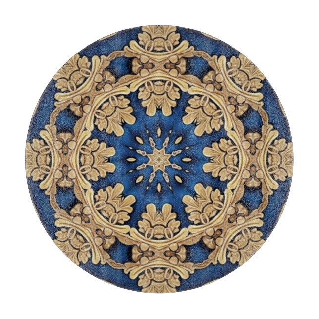 Blue Gold Decorative Cutting Board (Front)