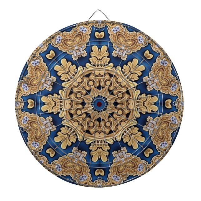 Blue Gold Decorative Dartboard (Front)