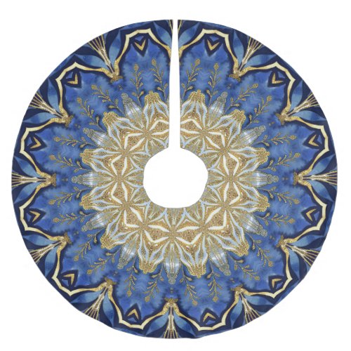 Blue Gold Decorative Holiday Tree Skirt