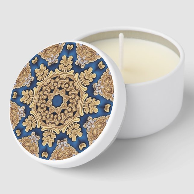 Blue Gold Decorative Mini Candle Favors (Corner)