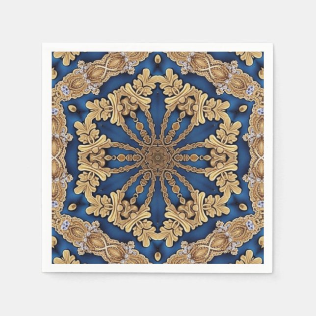 Blue Gold Decorative Napkins (Front)