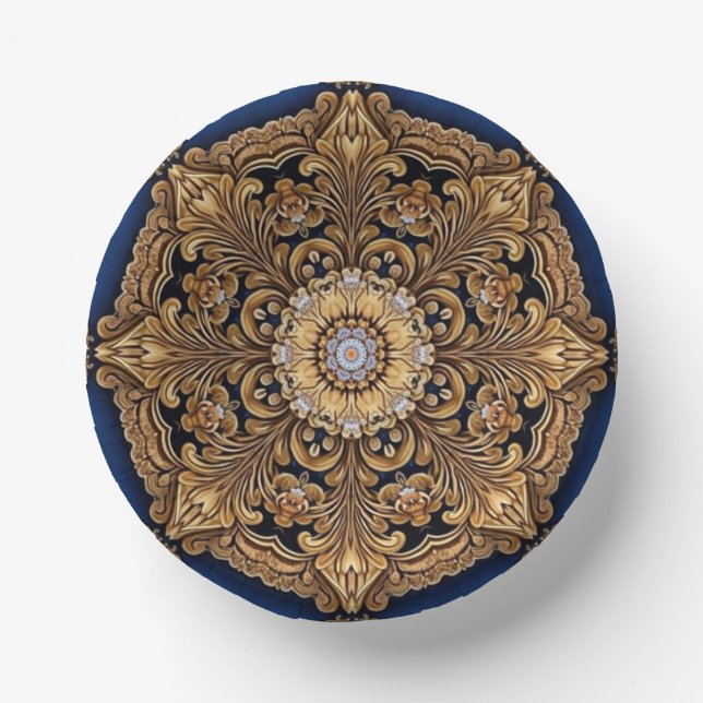 Blue Gold Decorative Paper Bowls (Front)
