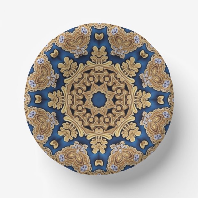 Blue Gold Decorative Paper Bowls (Front)