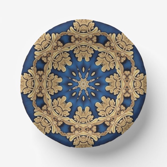 Blue Gold Decorative Paper Bowls (Front)