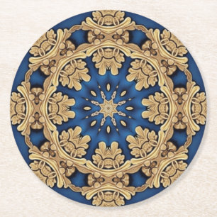 Blue Gold Decorative Paper Coaster