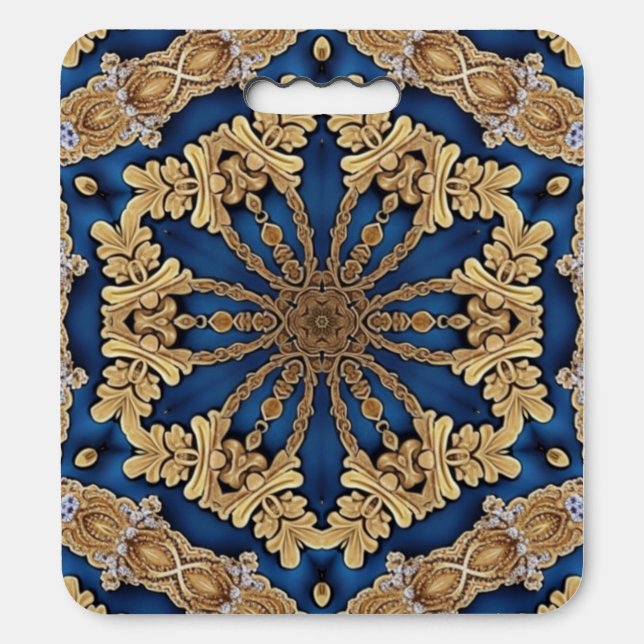 Blue Gold Decorative Stadium Seat Cushion (Front Vertical)