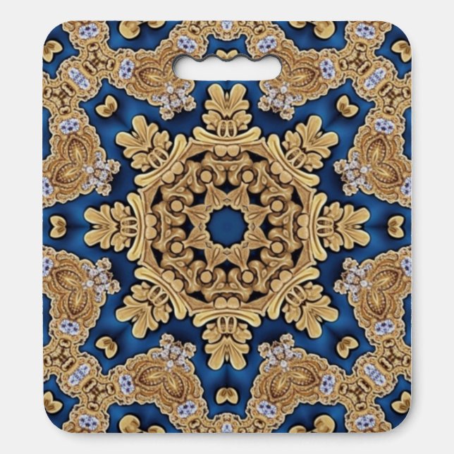 Blue Gold Decorative Stadium Seat Cushion (Front Vertical)
