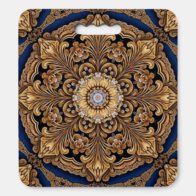 Blue Gold Decorative Stadium Seat Cushion (Front Vertical)