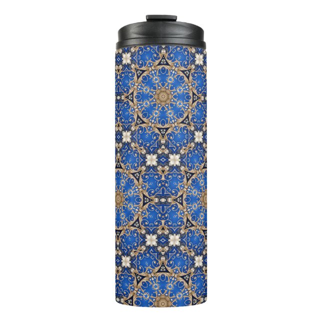 Blue Gold Decorative Thermal Tumbler (Front)