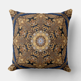 Blue Gold Decorative Throw Pillow