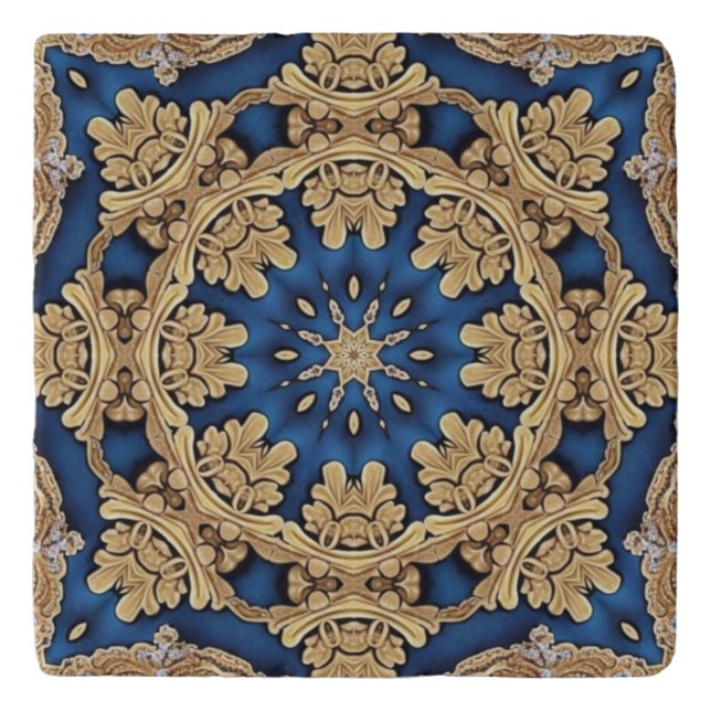 Blue Gold Decorative Trivet (Front)