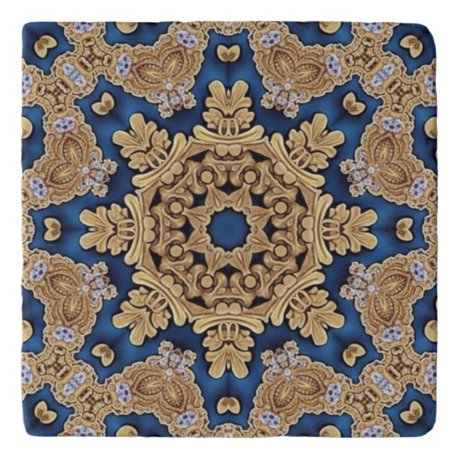 Blue Gold Decorative Trivet (Front)