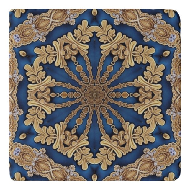 Blue Gold Decorative Trivet (Front)