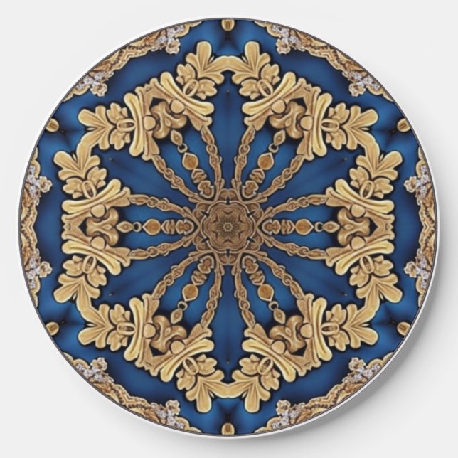 Blue Gold Decorative Wireless Charger (Front)