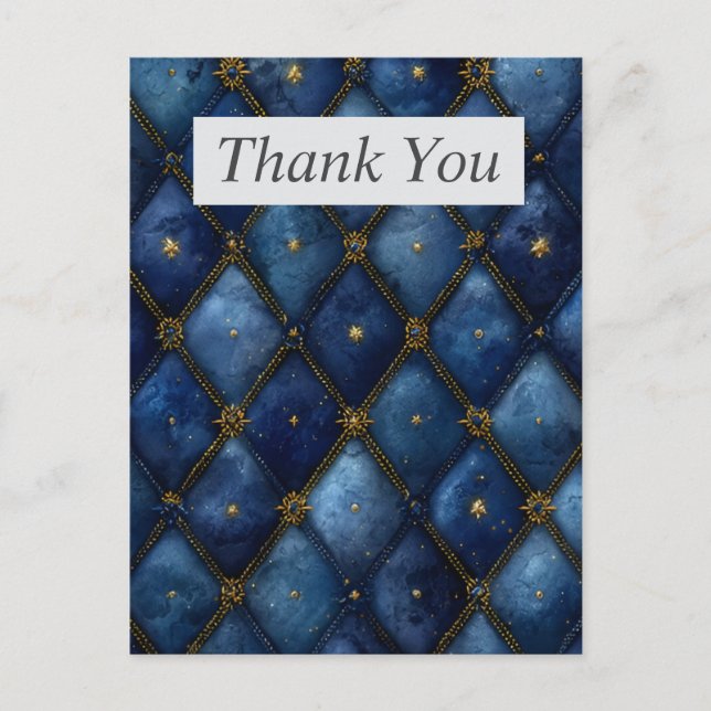 Blue & Gold Diamonds Thank You Card (Front)