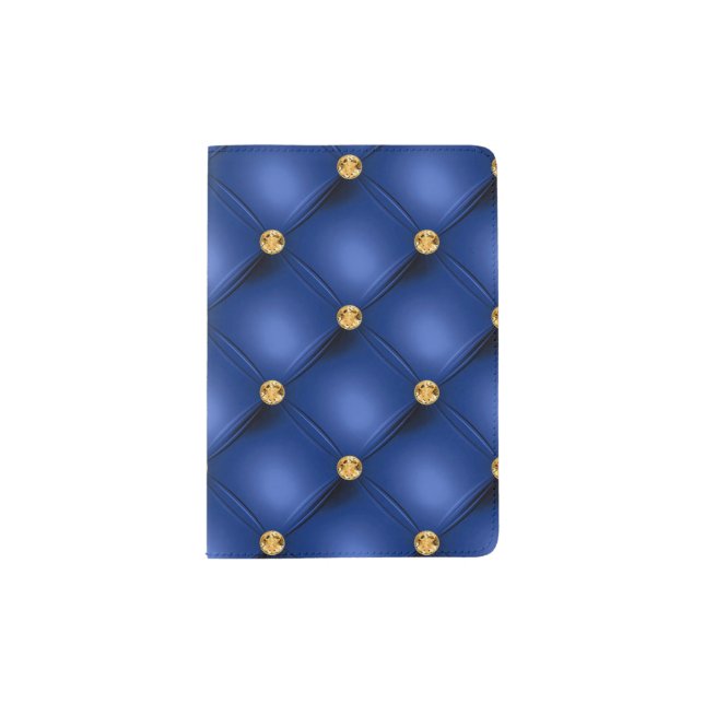 Blue Gold Diamonds Tufted Passport Holder (Front)