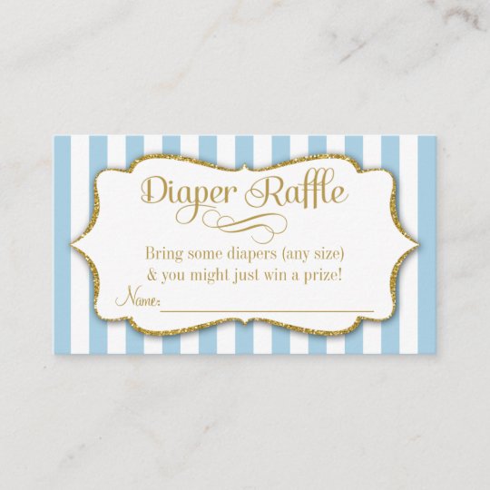 Blue Gold Diaper Raffle Baby Shower Cards Boy