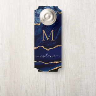 Blue Gold Door Hanger Personalized Name and Letter