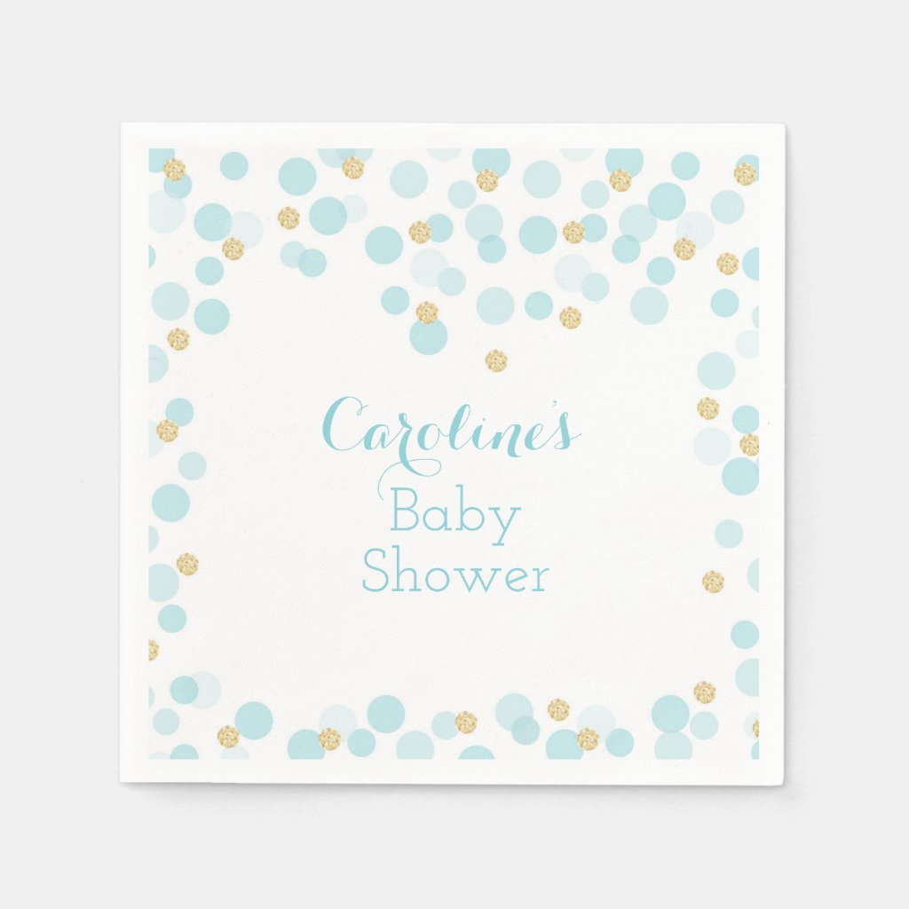 Blue Gold Dots Baby Shower Napkin