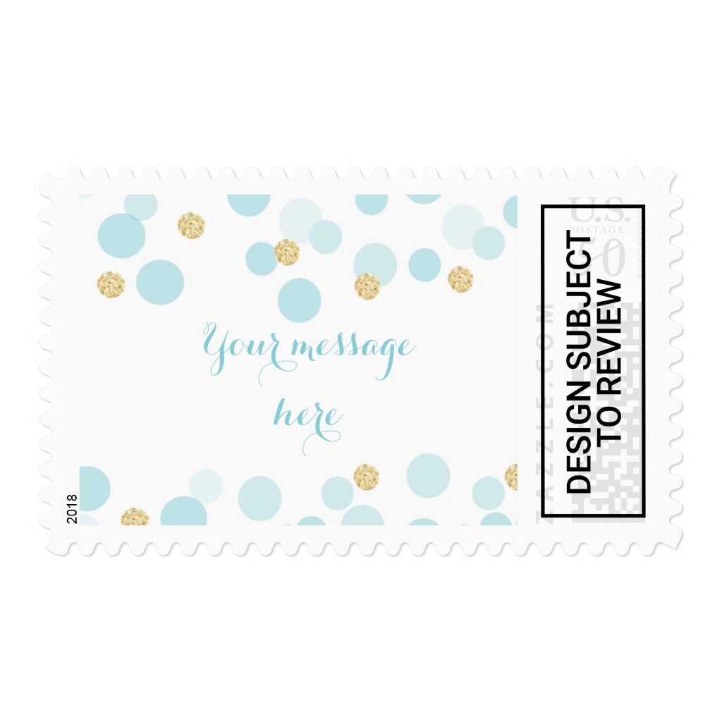 Blue Gold Dots Baby Shower Postage Stamp