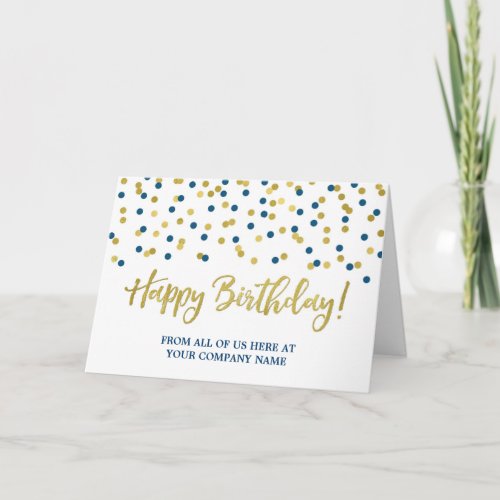 Blue Gold Dots Business From Group Birthday Card