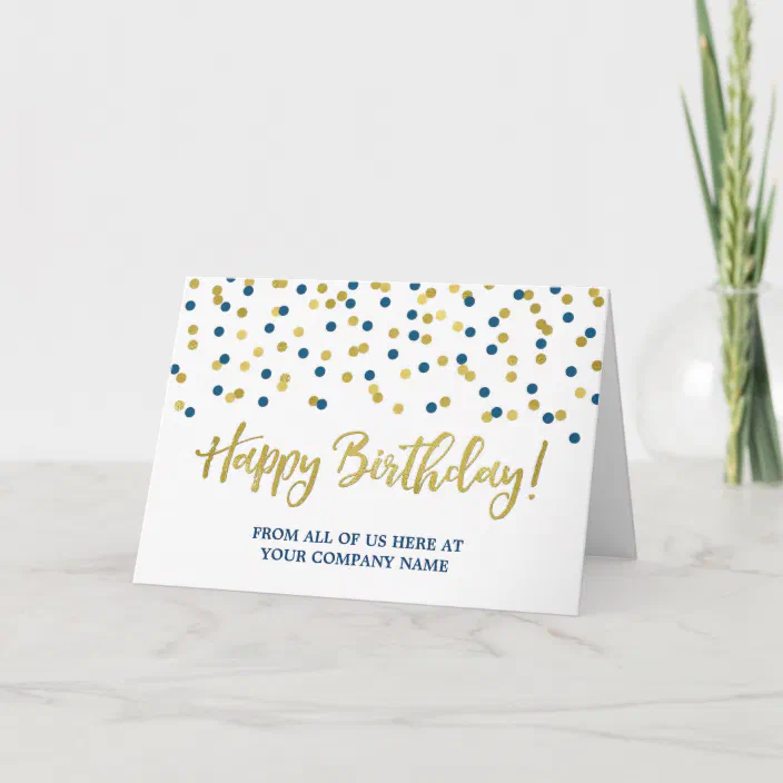 Blue Gold Dots Business From Group Birthday Card Zazzle Com