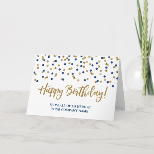 Blue Gold Dots Business From Group Birthday Card