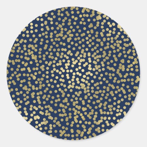 Blue  Gold Dots Confetti Elegant Chic Glam Party Classic Round Sticker