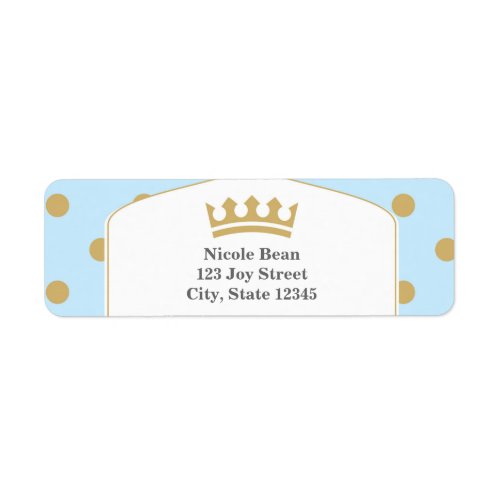 Blue  Gold Dots Royal Crown Prince Address Labels