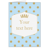 Blue & Gold Dots Royal Crown Prince Fold Card (Front)