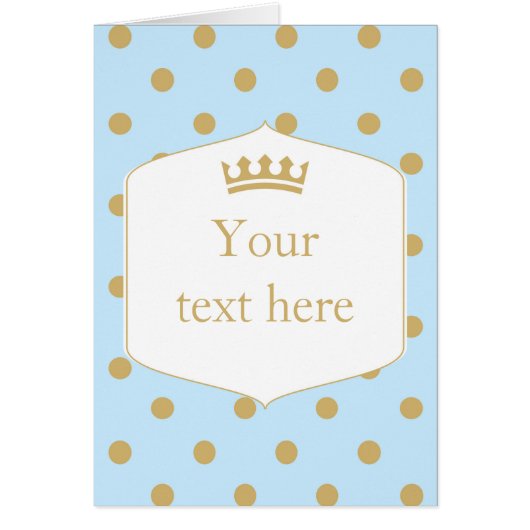 Blue & Gold Dots Royal Crown Prince Fold Card (Front)