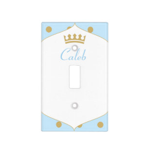 Blue & Gold Dots Royal Crown Prince Light Switch Cover